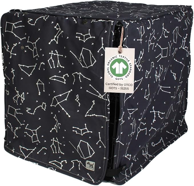 Molly Mutt Rocketman Dog Crate Cover, 100% Cotton Canvas Cover with 2 Roll-Up Panels, Ideal for Dog or Cat Crate, Durable, Washable, and Free of Harmful Chemicals, 30" x 19" x 21"