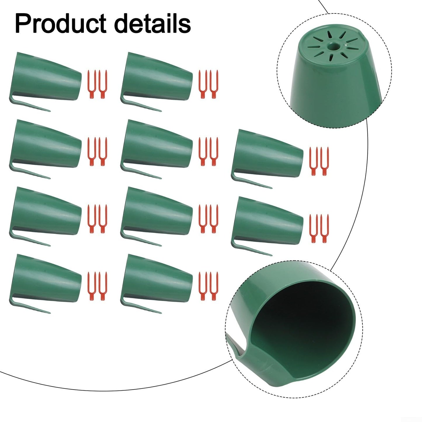 Strawberry Plant Propagation Kit with 10 Hanging Cups and 20 Rooting Forks for Indoor or Outdoor Transplanting, Space-Saving Greenhouse Gardening Tool for Home, Balcony, or Yard(Large)