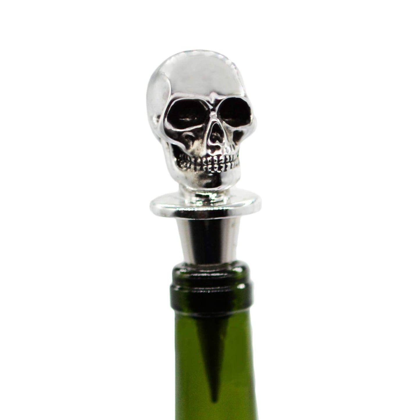 Silver Skull Bottle Wine Stoppers，Perfect Skull Theme Souvenirs Gifts for Men, Women
