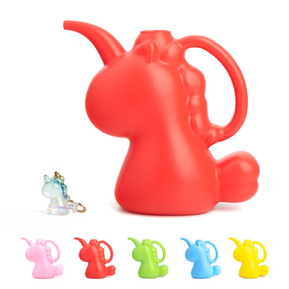 XXXFLOWER Unicorns Indoor Watering Can, 1 L Cute Animal Water Cans, Novelty Unicorns Shape Watering Pot for Office House Indoor Garden（Red）