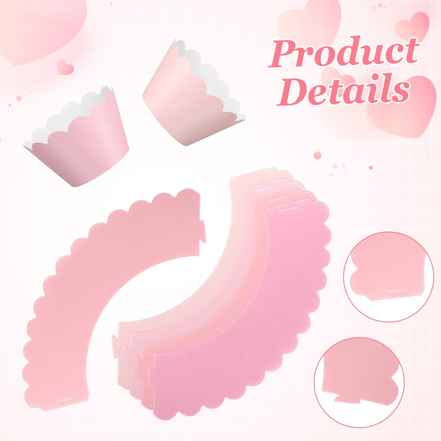 Vesici 100 Pcs Pink Cupcake Liner Pastel Cupcake Paper Wrappers Scalloped Baking Cups Bake Artistic Cake Cups Decoration for Mom Nurse Valentines Summer Wedding Birthday Tea Party Supplies