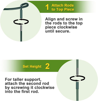 HiGift 4 Pack Height Adjustable Metal Plant Support (36" H or 24" H or 12" H), Heavy Duty Peony Cages and Supports, Half Round Tall Plant Support Ring for Outdoor Indoor Plant Hydrangea Flower