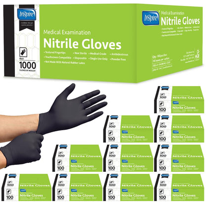 Inspire Black Nitrile Gloves | THE ORIGINAL Quality Black Gloves Disposable Latex Free | 4.5 Cooking (Nitrile, Medium)