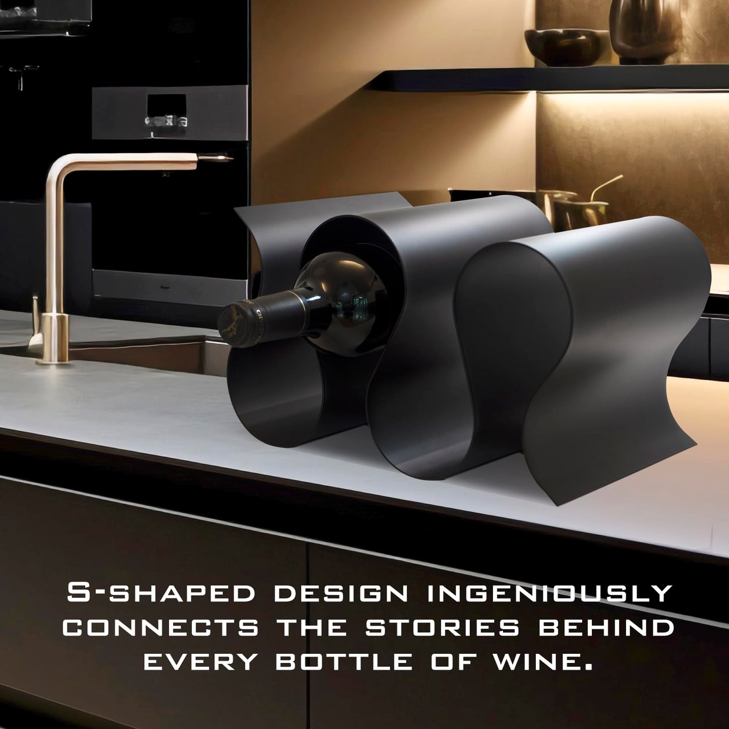 NETRCRHOM Wine Rack Countertop, Freestanding Creativity Modern Small Wine Holder, Tabletop Wine Stand for Kitchen Wine Bar Inside Cabinet, Pantry Decor-5 Bottle
