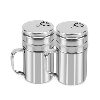Accmor 2pcs Powder Sugar Shakers+ 2pcs Salt and Pepper Shakers with Handle,Shakers For Cinnamon Sugar Pepper Powder Cocoa Flour Salt