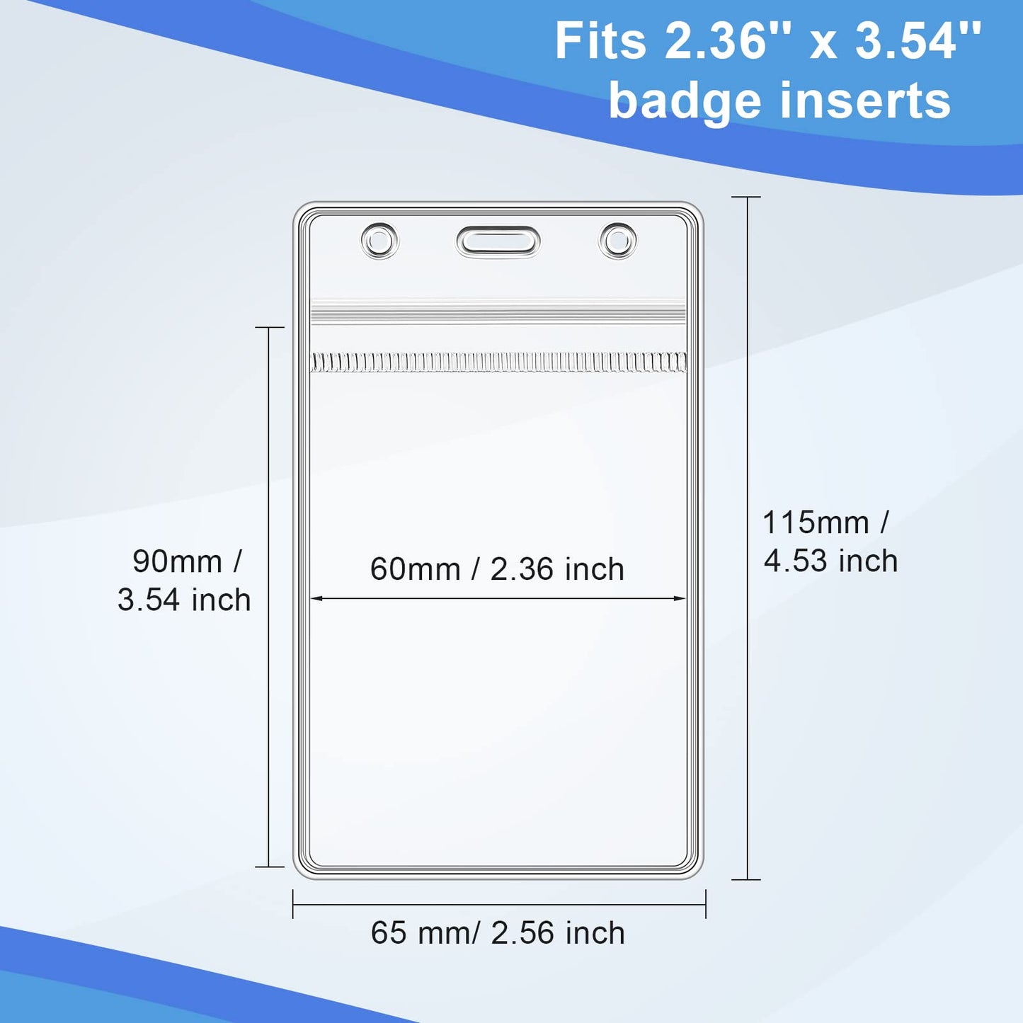 Marspark 300 Pieces Name ID Badge Holders Vertical Clear Plastic Name Tag Badge ID Card Holdes for Lanyard with Waterproof Resealable Zip Transparent PVC Sleeve Cover for Nurse Office School Business