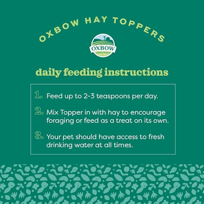 Oxbow Hay Toppers Meadow Blend, Bunny Treats, Foraging Enrichment for Rabbits, Chinchillas, Guinea Pigs, and Other Small Herbivores, Timothy Hay Topper, Premium Rabbit Food Additive, 2oz