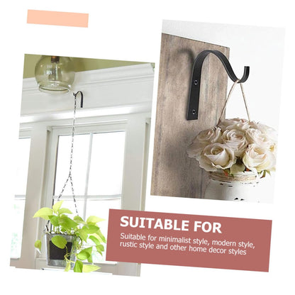 PHENOFICE 6pcs Wall-Mounted Wrought Iron Flower Basket Hooks for Outdoor Plant Hanging Heavy Duty Bracket Holders for Bird Feeders and Flower Pots