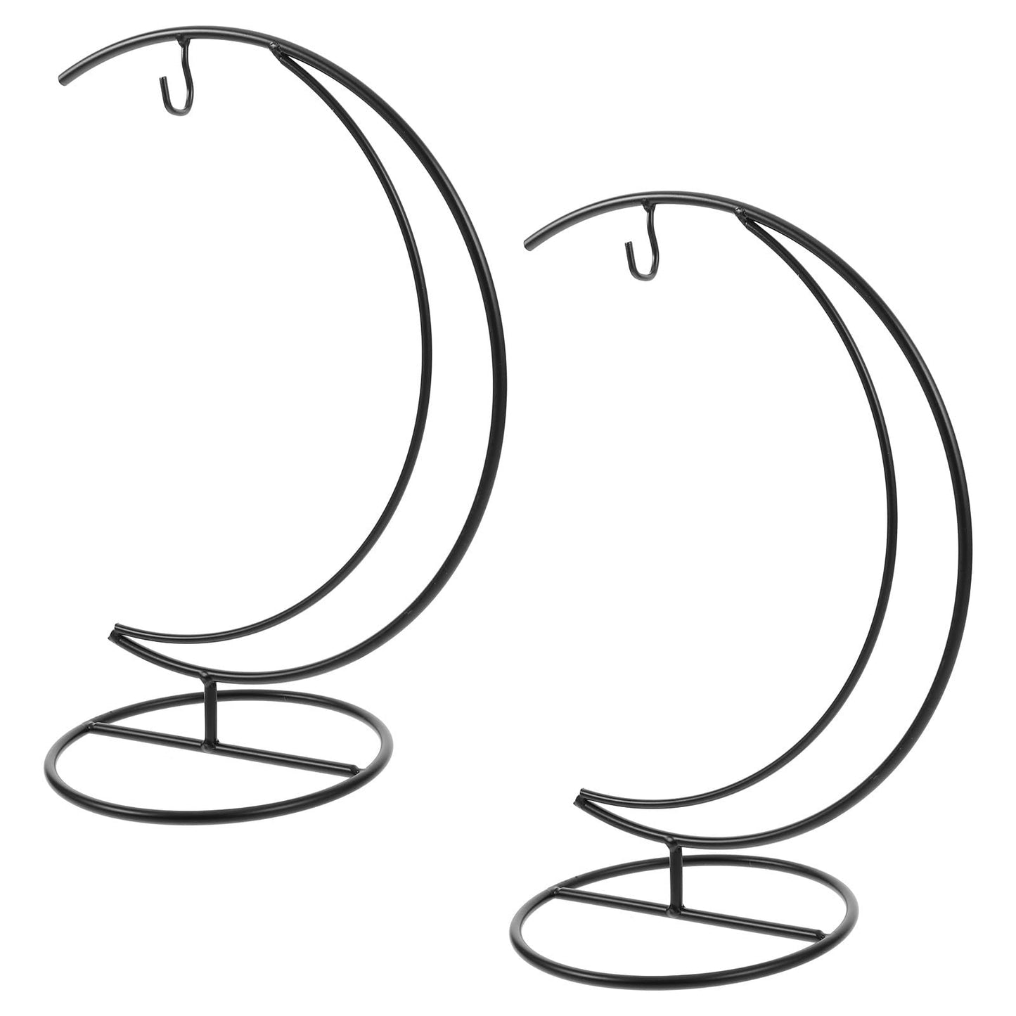 Angoily Moon-shaped Hanging Hook 2pcs Black Metal Air Planter Stand Glass Terrarium Display Holder Flower Pot Hanger for Home Décor and DIY Micro Landscape