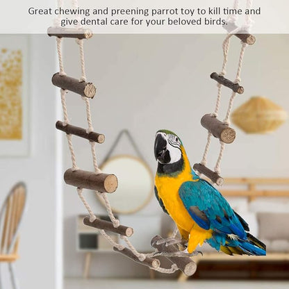 Pet Hamster Climbing Ladder, Parrot Nature Wood Long Climbing Ladders Squirrel Suspension Rope Bridge for Squirrel Hamster Totoro Sugar Gliders