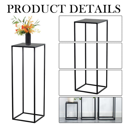Hyuetrsa 3 Pcs Black Vase for Wedding Centrepieces Metal Flower Stand Geometric Display Table Column Rack Wedding Flower Stand Tall 15.7/23.6/31.5in for Home Birthday Party Decorations