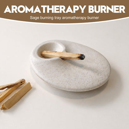 Ceramic Incense Holder, Beige Speckled Ash Catcher Tray, Anti-Slip Base, 5.32 x 4.53 in
