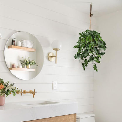 Large Fake Hanging Plants in Pot for Indoor & Outdoor, Long Artificial Monstera Hanging Basket, 27.6" Fake Potted Vines Ivy Greenery Plant for Room Wall Shelf Decor Living Room Bathroom Patio Porch