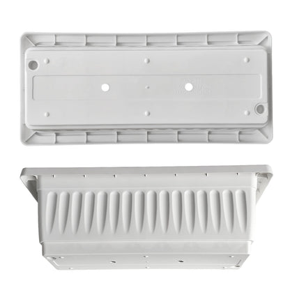 OUMUHE 19 Inch Rectangular Plastic Planters with Drainage and Matching Trays, Set of 2, Window Box Flower Pots for Indoor Outdoor Use (White)