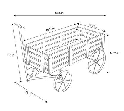 Shine Company Decorative Buckboard Wagon Garden Planter, Wooden Wagon Yard Décor for Outdoor Plants, Gray