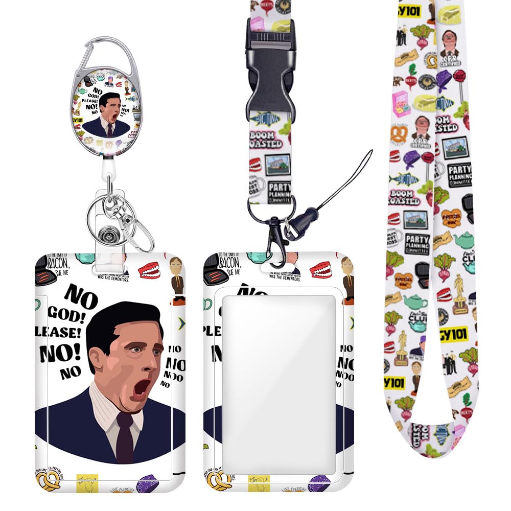 ID Badge Holder with Lanyard Retractable Badge Reel Fun Office ID Card Holder Friends TV Show Merchandise Gifts Lanyards for ID Badges Vertical ID Protector Badge Clip for Nurse Doctor Coworker
