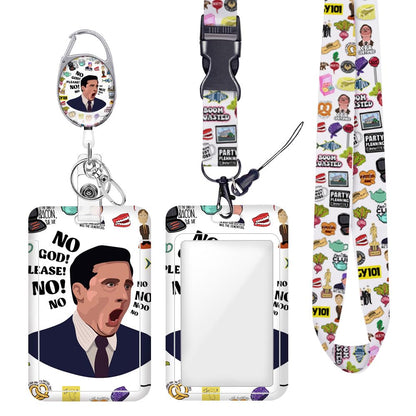 ID Badge Holder with Lanyard Retractable Badge Reel Fun Office ID Card Holder Friends TV Show Merchandise Gifts Lanyards for ID Badges Vertical ID Protector Badge Clip for Nurse Doctor Coworker
