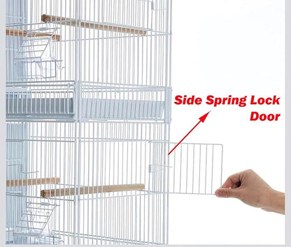 No Rust Stainless Galvanized Zinc Plated 4 of Stack and Lock Double Breeder Breeding Bird Flight Cage with Removable Divider and Breeder Doors 26.5" x 11" x 15"H