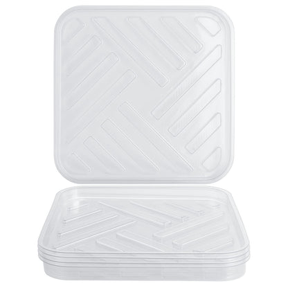 Idyllize 5 Pack 12 Inch of Plastic Plant Saucer, Square Clear Drip Trays for Indoors & Outdoor Plants, Durable Thick Saucer for Flower Pot (12")