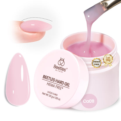 Beetles Hema Free Hard Gel for Nails,2.12 oz 9 in 1 Hard Gel for Nail Extension & Strengthening Broken Nail Repair with Flat Brush 100 Pcs Nail Forms UV LED Lamp Cured Salon Nail Technicians Women