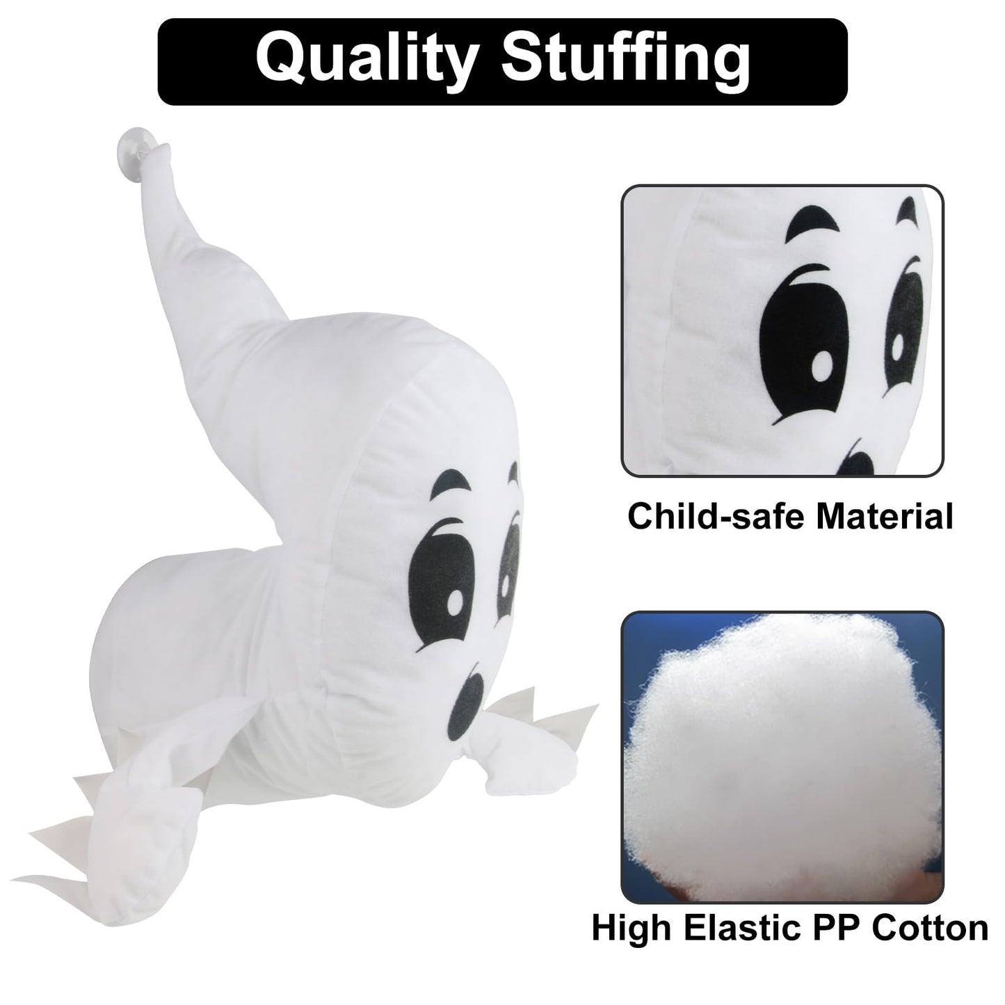 Window Crasher Ghosts - Halloween Stuffed Ghost Window Decorations - Quiet Display Wall Decoration Hanging Ghosts Outdoor Indoor - Cute Party Decor Window Broken Halloween White Flying Ghost 2Pcs