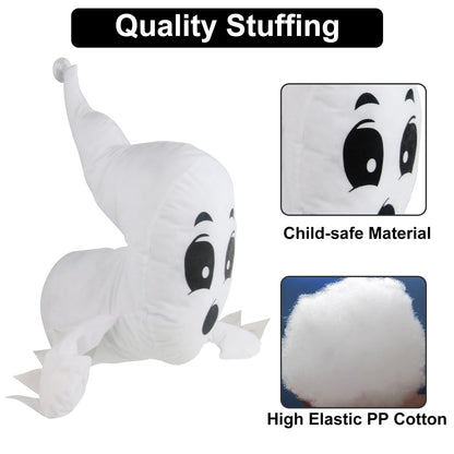Window Crasher Ghosts - Halloween Stuffed Ghost Window Decorations - Quiet Display Wall Decoration Hanging Ghosts Outdoor Indoor - Cute Party Decor Window Broken Halloween White Flying Ghost 2Pcs