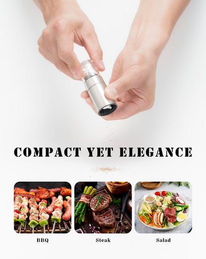 Mini Salt and Pepper Grinder Set, Adjustable Coarseness Coarse & Fine Salt Shakers Mills, Small Travel Portable Spice Tools [Without Spice Content]