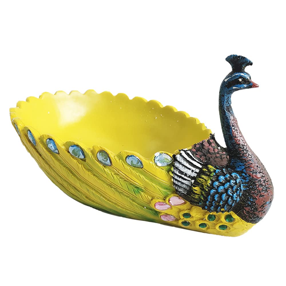 YOUUGIOR 9.4 Inch Peacock Pot Succulents Planter Plants Pot Handmade for Home Garden Office Desktop Decoration (Yellow)