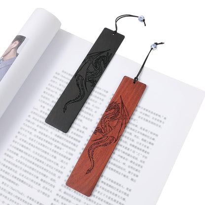 4 Pcs Wooden Bookmark Set, Book Marks for Book Lovers, Unique Bookmarks Gifts for Men Boy (Dragon and Skull)