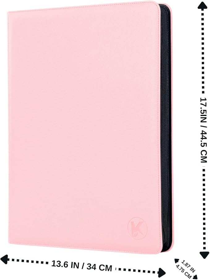 1000+ Pockets Trading Card Binder, 16-Pocket Card Ablum Compatible with MTG,Sports Cards & Other Standard Size Trading Cards (Pink)