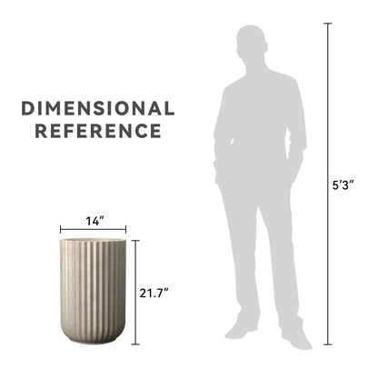Kante Tall Fulted Planter, 21.7 Inch Tall Round Concrete Plant Pots with Drainage Hole and Rubber Plug, Modern Decor for Indoor Outdoor Plants, Flower, Weathered Concrete