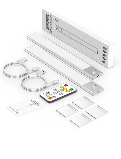 12" Ultra-Thin Under Cabinet Lighting Wireless, Aluminum Alloy Under Counter Lights for Kitchen, 3-Color-Temps Magnetic Closet Lights, Rechargeable Motion Sensor Light Indoor (2Pack, Silver)