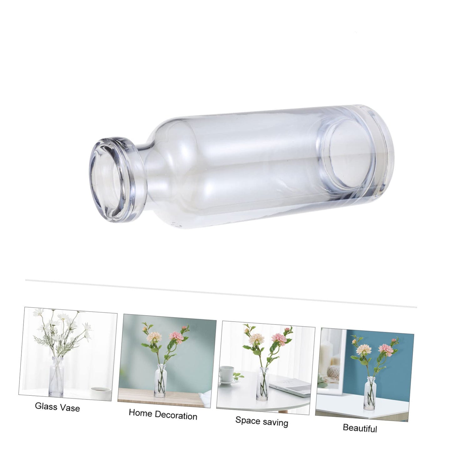 ABOOFAN Glass Vase for Hydroponics Plants Small Mouth Desktop Planter Terrarium for Home Decoration Smooth Transparent Floral Arrangement Container Gift Ready Decorative Propagation