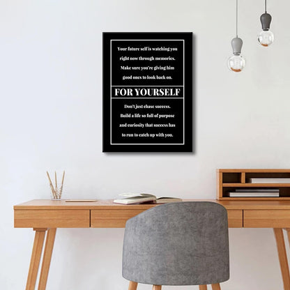 Motivational Canvas Wall Art For Yourself Entrepreneur Quotes Poster Print Inspirational Pictures Painting for Office Class Room School Wall Decoration Stretched and Framed [18''Wx24''H]