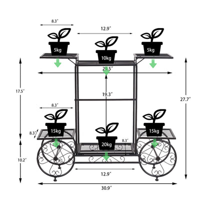 unho Metal Plant Stand Indoor: 6 Tier Garden Cart Flower Planter Pot Holder Parisian Style Wrought Iron Display Shelf Rack Decorating Garden Home Patio Condo Porch
