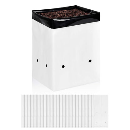 iPower GLGROWBAGFILM3X50 50-Pack 3 Gallon Black and White Grow Bags Panda Film Containers for Plants, Seedling and Rooting, Square Shape