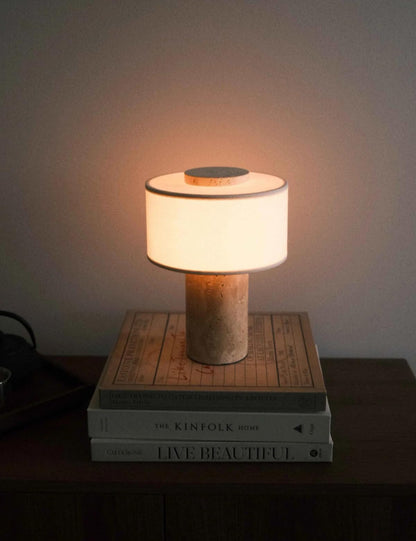 BSOD Travertine Lamp, Rechargeable 10 Inch Stone Table Lamp Marble Wabi Sabi Light Fixture Cordless Touch Dimmable LED Decor for Console, Side, Entryway, Foyer, Counter(Rechargeable Travertine Lamp)