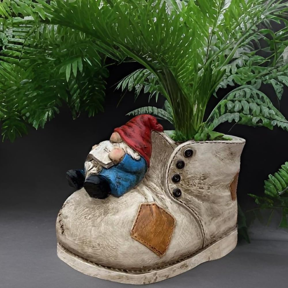 wsmart Cute Planter Pot Suitable for Indoor and Outdoor, Small gnome Resin Succulent Plant Flower pots, Decorative Fun Flower pots with Drainage Holes, Ideal Home and Garden Decoration Gifts