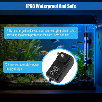 LED Aquarium Light with IP68 Waterproof and Memory Function Submersible Fish Tank Light with Remote and 16 Colors 11 Inches Brightness Adjustable Underwater Light Bar for Fish Tank Aquarium