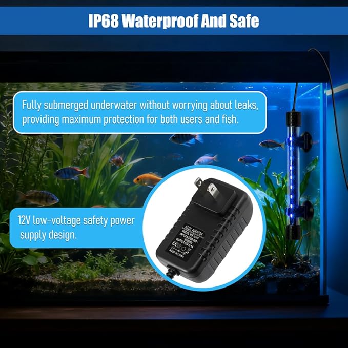 LED Aquarium Light with IP68 Waterproof and Memory Function Submersible Fish Tank Light with Remote and 16 Colors 23 Inches Brightness Adjustable Underwater Light Bar for Fish Tank Aquarium