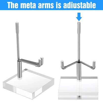 16 PCS Adjustable Metal Arms Display Stand, 2 X 2 X 3.5 Inch Small Rock Display Stand with Acrylic Base Small Displays Easel Holder Crystal Displays Stands for Picture Coral Geodes Mineral Agate