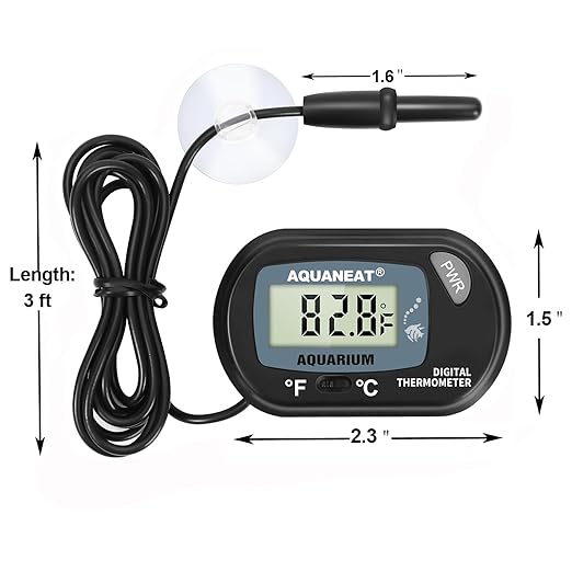 AQUANEAT Aquarium Thermometer, Fish Tank Thermometer, Digital Temperature Test, with Large LCD Display (3 Packs)