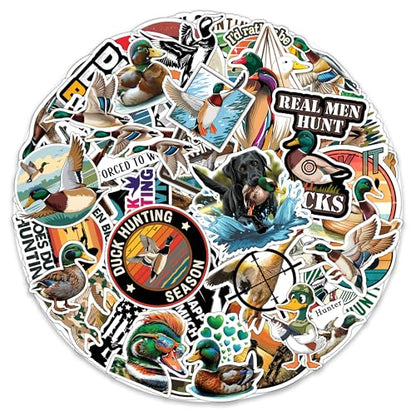 Duck Hunting Stickers 50 Pieces Vinyl Waterproof Decal for Laptop Water Bottle Phone Car Window Bike Motorcycle Stakeboard Scrapbook Ducks Hunt Sticker Gifts