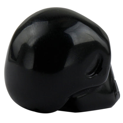 SUNYIK Black Obsidian Carving Skull Stone Pocket Statue Figurine Decor 1" Pack of 5