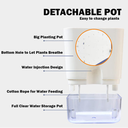 Planterhoma Self Watering Plant Pots for Indoor Plants 4.3 inch, 6 Packs Square Self-Watering Planters with Drainage Hole, White African Violet Pots for Devil's Ivy, Spider Plant, Orchid, Herb