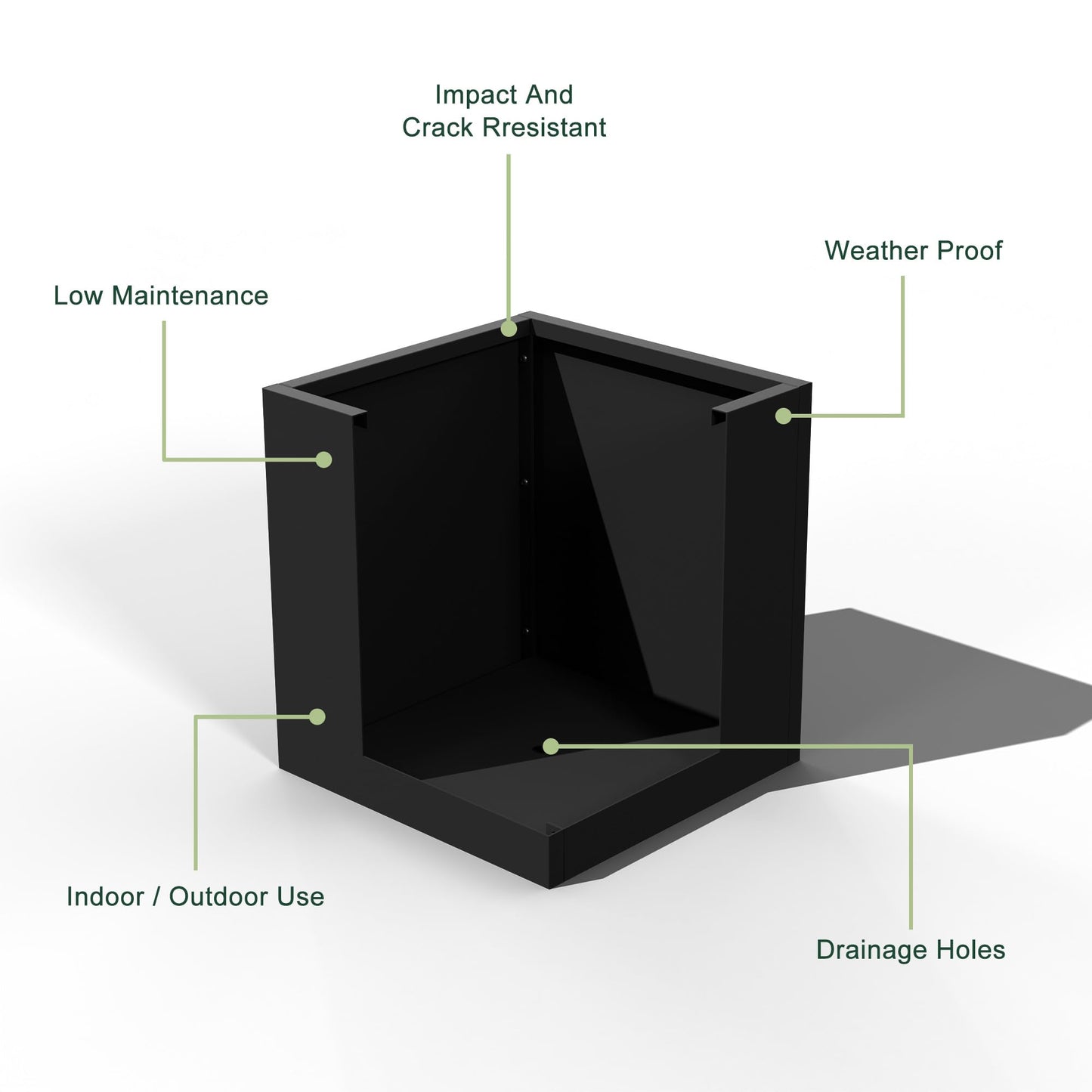 Casaphoriar Metal Planter Box 17"x17"x18", Rectangular Planter and Drainage Holes, Perfect for Outdoor Patio and Balcony Decor, Black