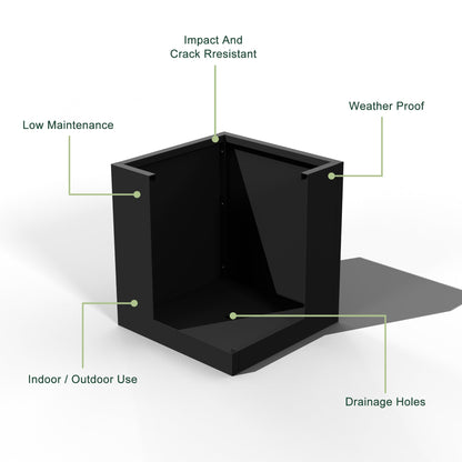 Casaphoriar Metal Planter Box 17"x17"x18", Rectangular Planter and Drainage Holes, Perfect for Outdoor Patio and Balcony Decor, Black