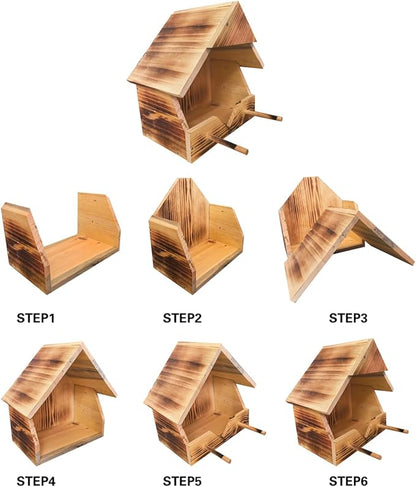 Robin Nesting Box - Premium Handmade Solid Wood Bird House for Outdoors | All-Weather Garden Gift to Attract Robins, Blackbirds, Wagtails | Easy to Mount & Clean