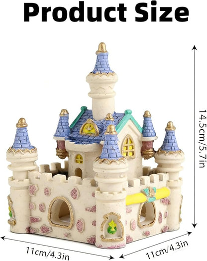 HERCHR Fish Tank Decorations, Castle Cave Hideouts & Resin Aquarium Decor Hiding Cave Ornament Fish Tank Accessories, Safe for Betta Fish