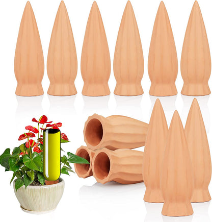 KOAMLY Plant Self-Watering Stakes 12 Pack Terracotta Plant Watering Stakes,Recycled Wine Bottle Plant Watering Spikes for Vacation